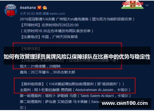 如何有效管理球员黄牌风险以保障球队在比赛中的优势与稳定性